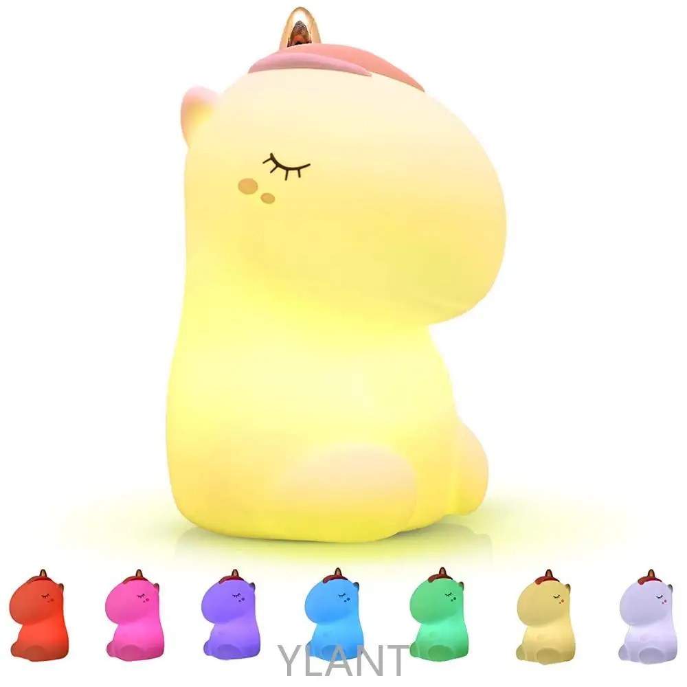 

Usb Led Silicone Unicorn Night Light Veilleuse Baby Kids Children Touch Sensor Dinosaur Lamp Rechargeable Bedroom Home Decor Toy