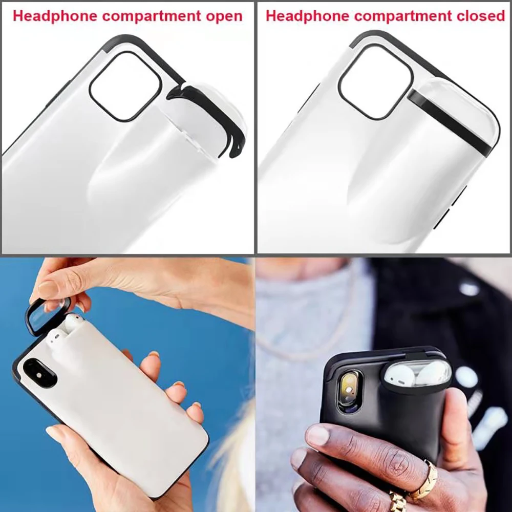 Phone Case 2 in 1for iPhone 11 Pro Max Xs Xr X 10 8 7 Plus Cover for AirPods Holder New Design Headphone GY393 | Мобильные телефоны