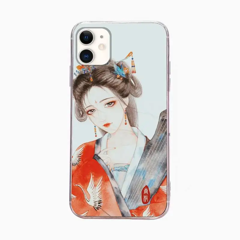 

Ancient Style Tender Girl Phone Case For Iphone 6 6s 7 8plus X Xr 11 12 Mini Pro Max Fundas Cover