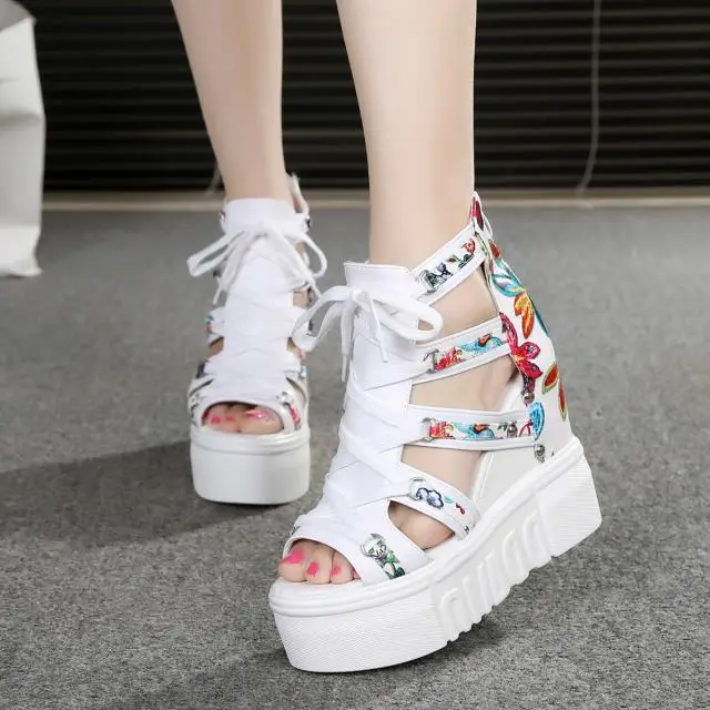 2019 shoes woman sandals summer new fashion platform wedges zip thick bottom casual women high heels sandalias | Обувь