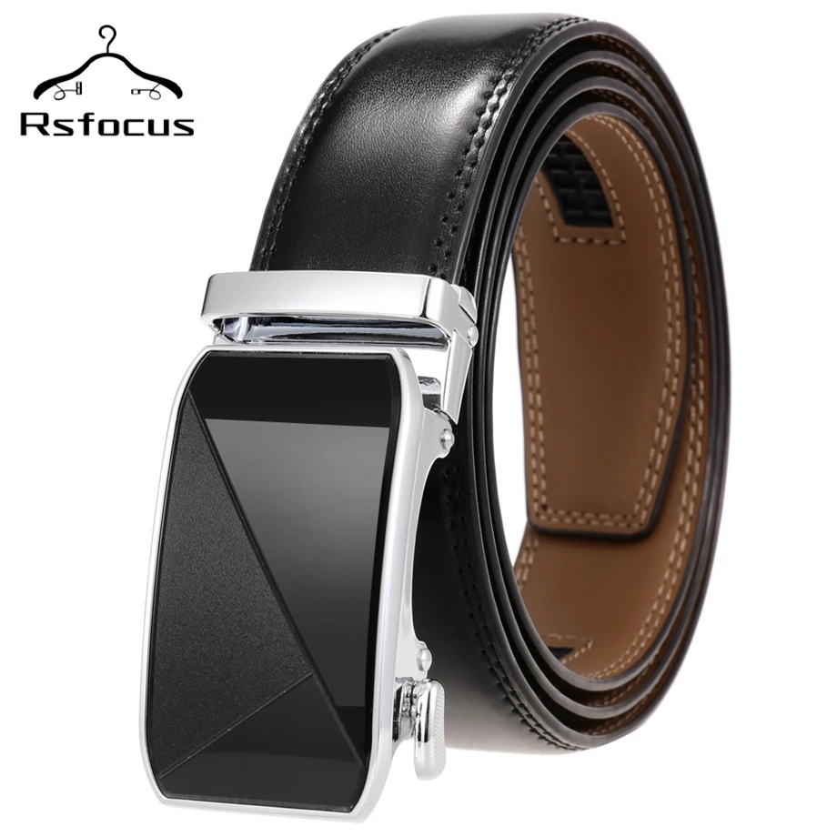 

Ремень Rsfocus мужской кожаный, Роскошный дизайнерский брендовый, с автоматической пряжкой, черный, R78