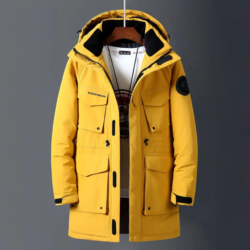 New Winter thickened men 90% white duck Hooded down jacket man Thick warm Casual Loose windproof Cargo Parka Outwear coat | Мужская