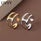 Ливи серебро Цвет вечерние кольца Новая мода двойной слой глянцевая кольцо ювелирные изделия для женщин Размеры Регулируемый 2021 тенденция