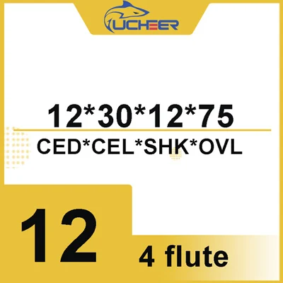 12d-12D-30l-75L UCHEER инструменты с ЧПУ HRC50 4 флейты 8 мм 10 мм 12 мм карбидные фрезерные вольфрамовые стальные фрезы Концевая фреза - Длина режущей кромки: 12d-12D-30l-75L