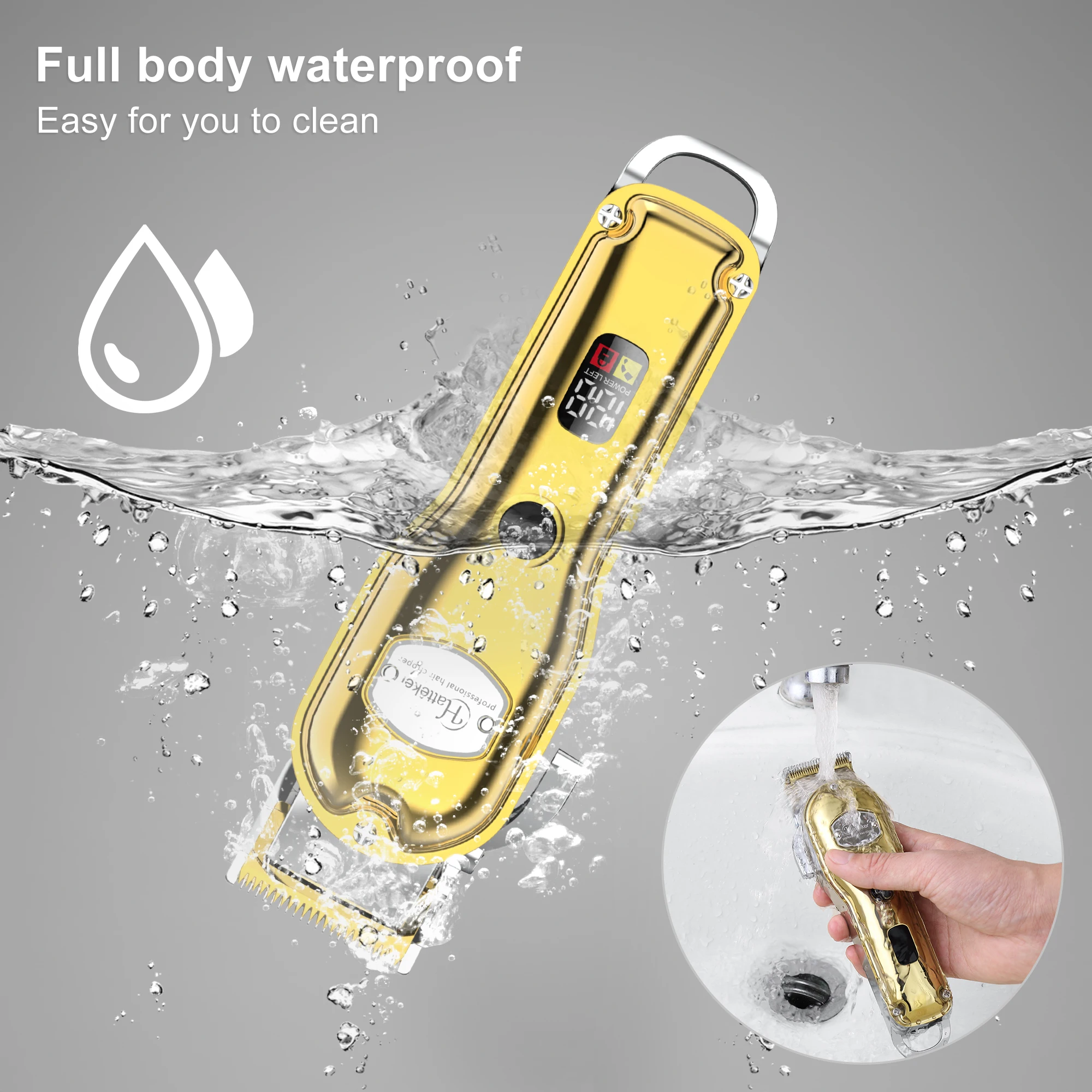 HATTEKER Клипер для волос для мужчин Профессиональная электрическая триммер бороды Беспроводной комплект для ухода за мужскими волосами Заряжаемый 696F.