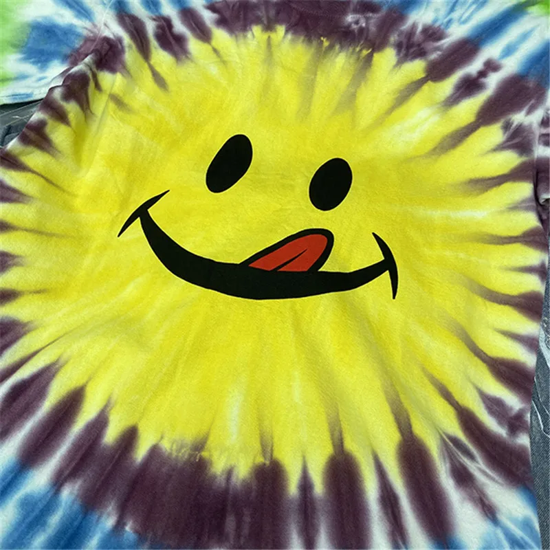 2021SS Multicolor Tie Dyed T Shirt Summer Sunlight Men Women Top Quality Casual Heavy Fabric Tees Streetwear Tops Short Sleeve