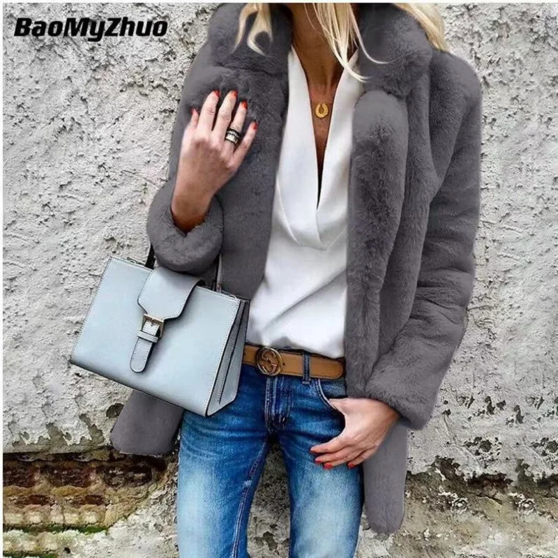 

Женская зимняя куртка BaoMyZhuo, высококачественная искусственная овечья кожа, осенняя верхняя одежда, теплые плюшевые пальто оверсайз