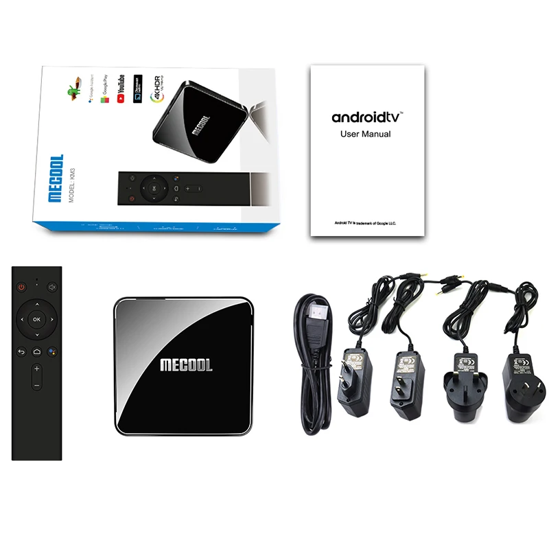 ТВ приставка MECOOL KM3 A Android 9 0 4 ГБ 64 128 Amlogic S905X2 K 5G двойная Wi Fi смарт медиаплеер| |