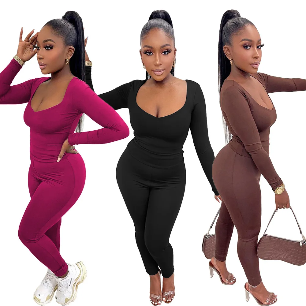 

Casual Women Biker Suit Skinny Sportsuit Solid Color Matching Set Shirt And Long Pants Autumn Sportsuit Clothes For Women