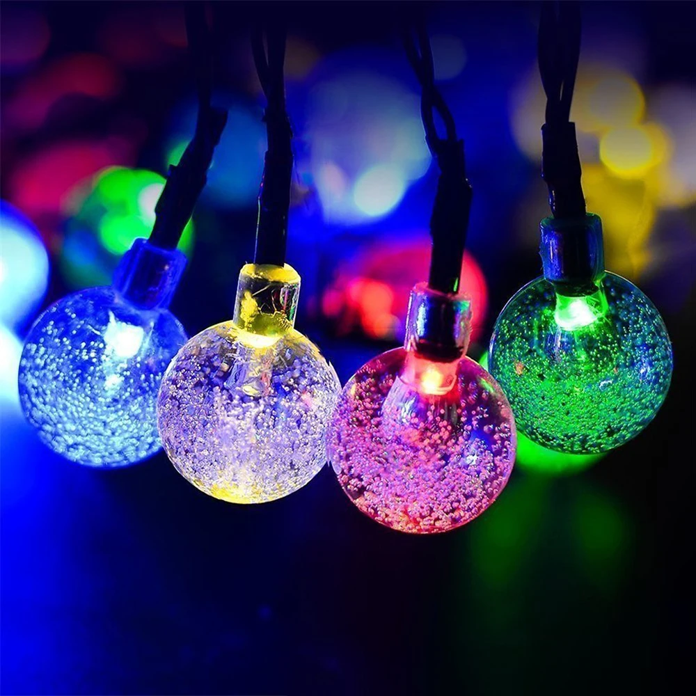 RGB Новая солнечная лампа 5 м 7,5 м 12 м Led хрустальный шарик сказочная гирлянда Рождественский садовый Декор открытый водонепроницаемый светодиодный с солнечной батареей струнная лампа - Испускаемый цвет: RGB