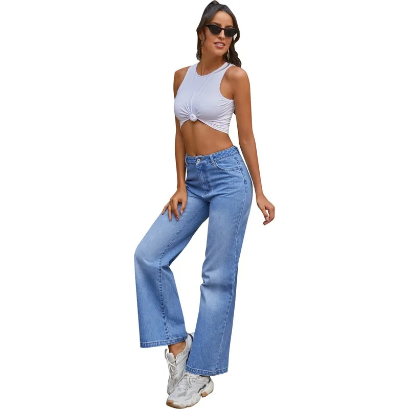 

Vintage Girls Wide Leg Jeans Women Denim Pants Old School Fashion High Waist Jeans Chic Street Ladies Loose Straight Jeans