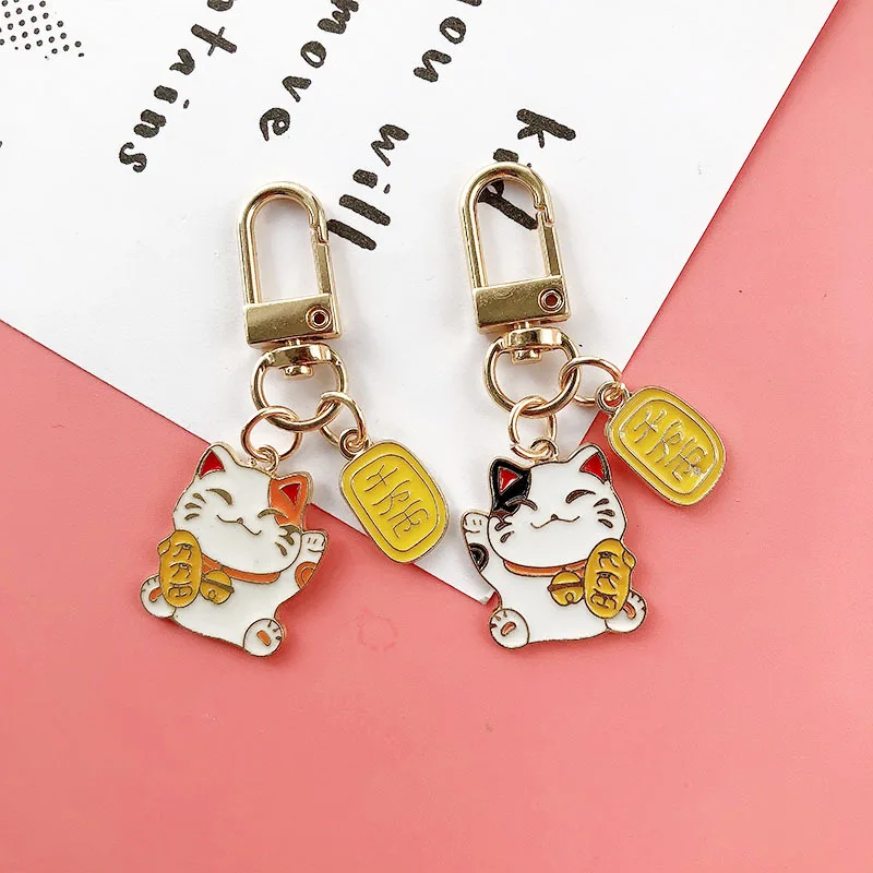 

Creative Metal Lucky Cat Cartoon Princekin Keychain Cute Happy Lovers Children Gift Key Chains Keyring Bag Pendant