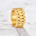 Женское кольцо в форме ремешка для часов, простые свадебные браслеты золотого цвета из нержавеющей стали в стиле панк, рок, хип-хоп, ювелирные изделия на палец, 11 мм