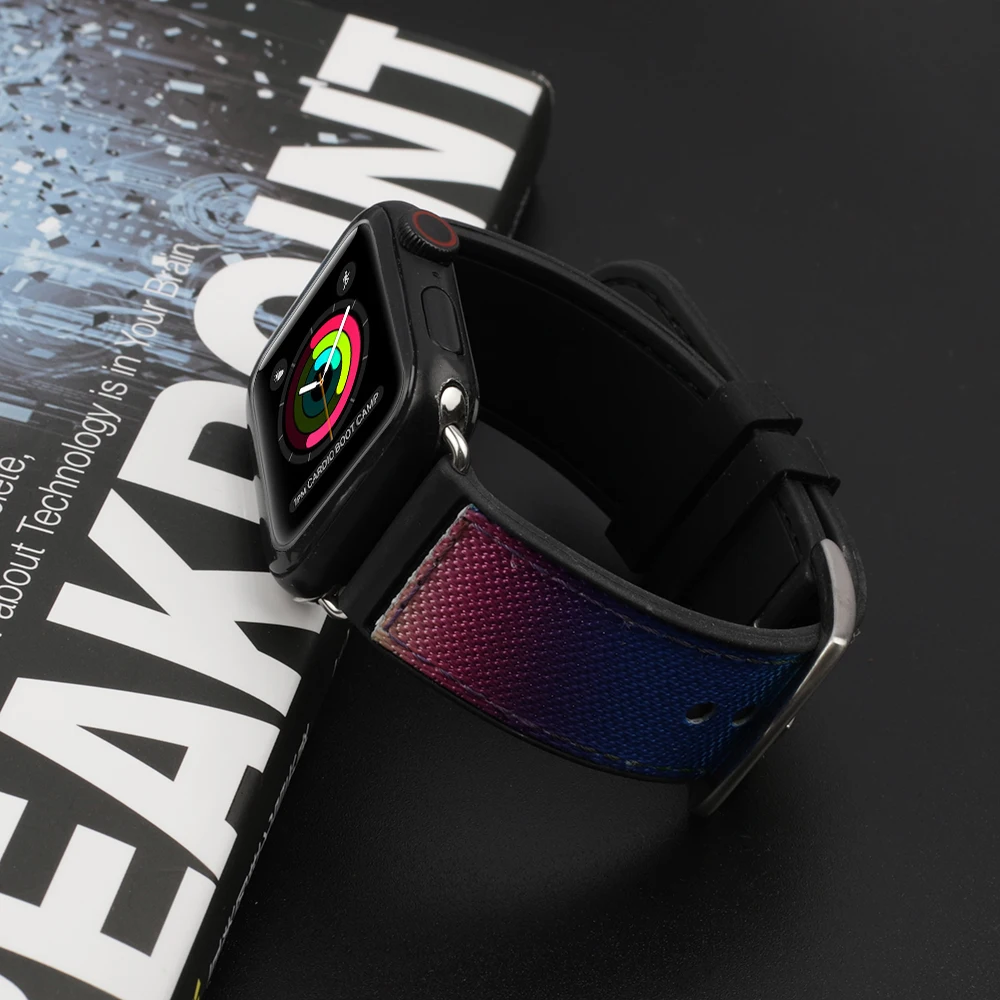 Ремешок нейлоновый силиконовый для Apple Watch модный браслет iWatch 4 Band 42 мм 44 38 40 5 3 2 1 # E