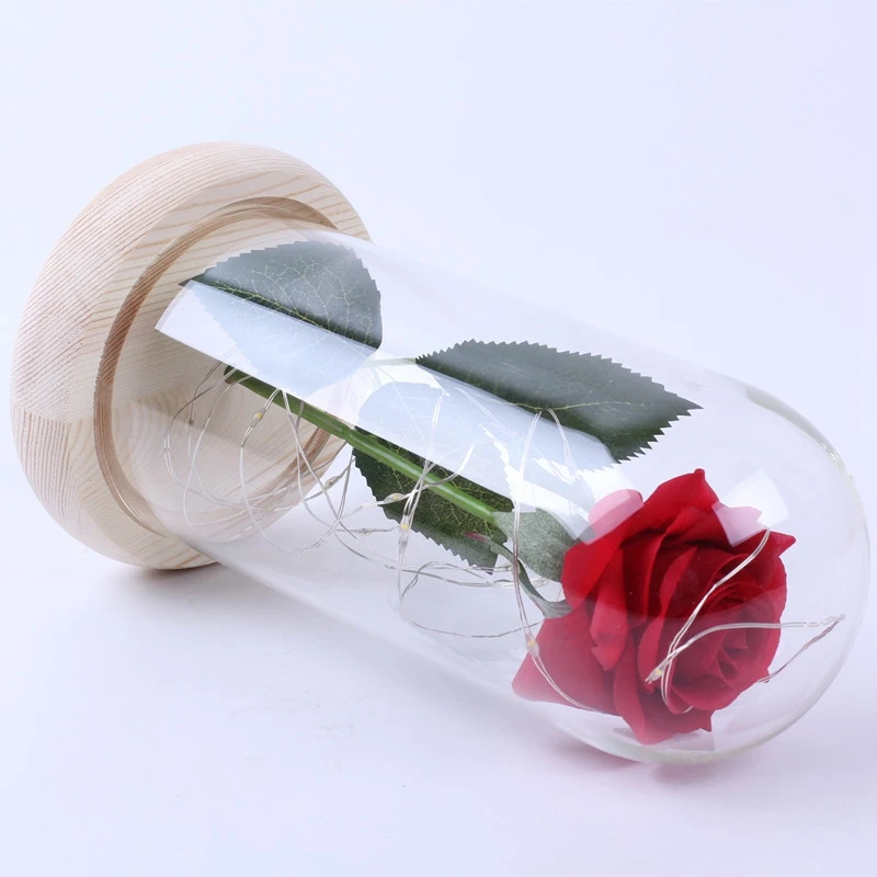 Романтический вечная жизнь цветок Стекло крышка Красота и чудовище РОЗА