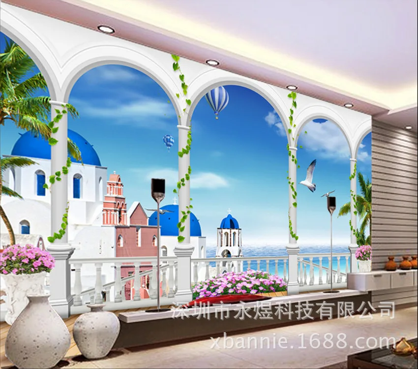 3D обои для спальни средиземноморские фон телевизора в гостиной ПВХ большая