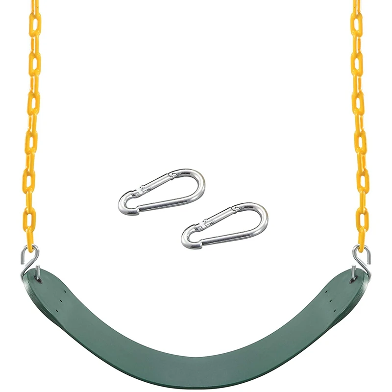 

Heavy Duty Swing Seat Green Color with 66inch Chain, Swing Set Accessories Replacement with Snap Hooks for Kids
