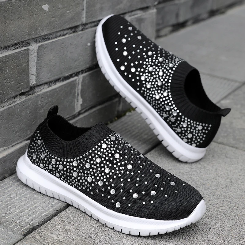 Кроссовки носки женские легсветильник трикотажные без шнуровки|Обувь для