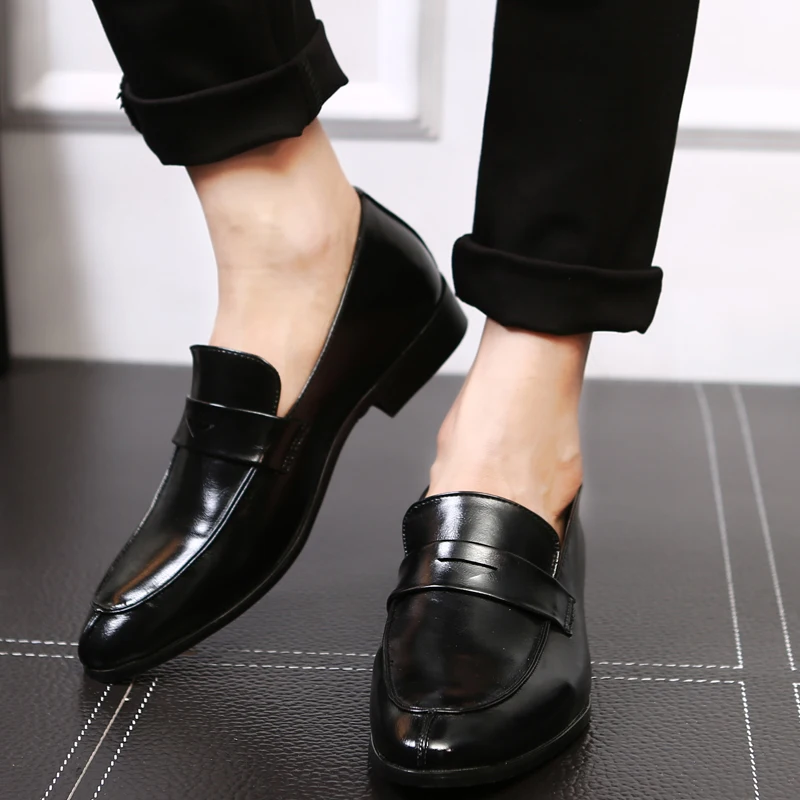 

Men's Dress Shoes Leather Loafers Pointy Oxford Men Breathable Formal Wedding Men's Shoes Luxury Brand