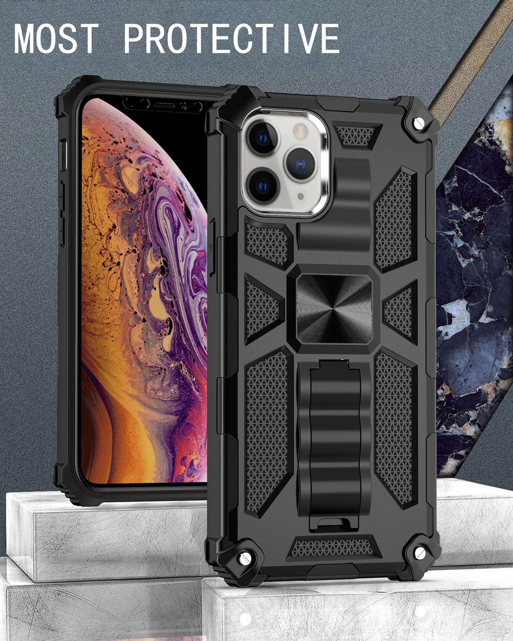 

Противоударный чехол-накладка для телефона 12 Mini, 11 Pro, 12 Pro Max, XS, XR, X, 7, 8 Plus, s, чехол для телефона, с кольцом-подставкой