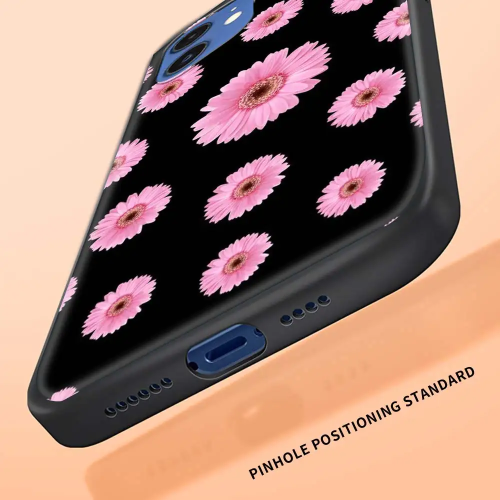 

Case For iPhone 11 Pro Shell For iphone 12 Pro Max 7 8 Plus SE 2020 X XR XS MAX Black Phone Cover Cute daisy flower