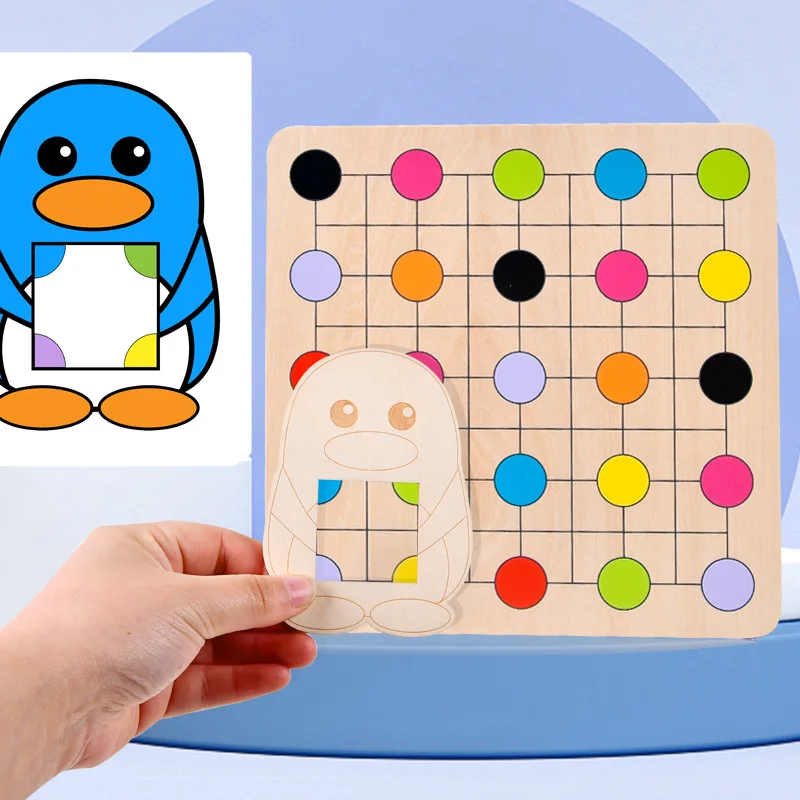 

Montessori Wooden Spatial Imagination Color Matching Toy Kit Rainbow Memory Matching Game Educational Toy for Toddler Gifts