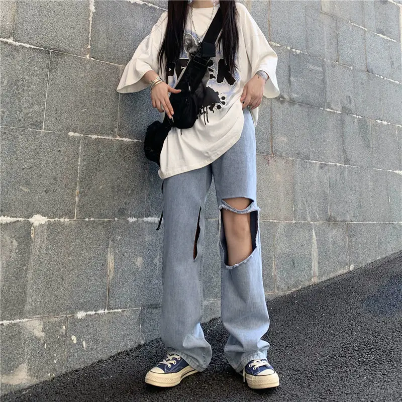 

Summer new loose jeans women's high waist thin wide leg beggars' pants