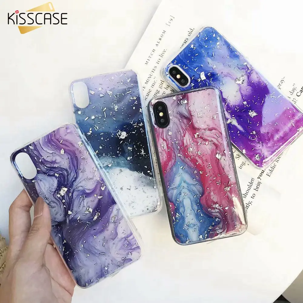 Чехол KISS милый чехол для телефона iPhone 8 7 6 S Plus эпоксидный Платиновый мраморный