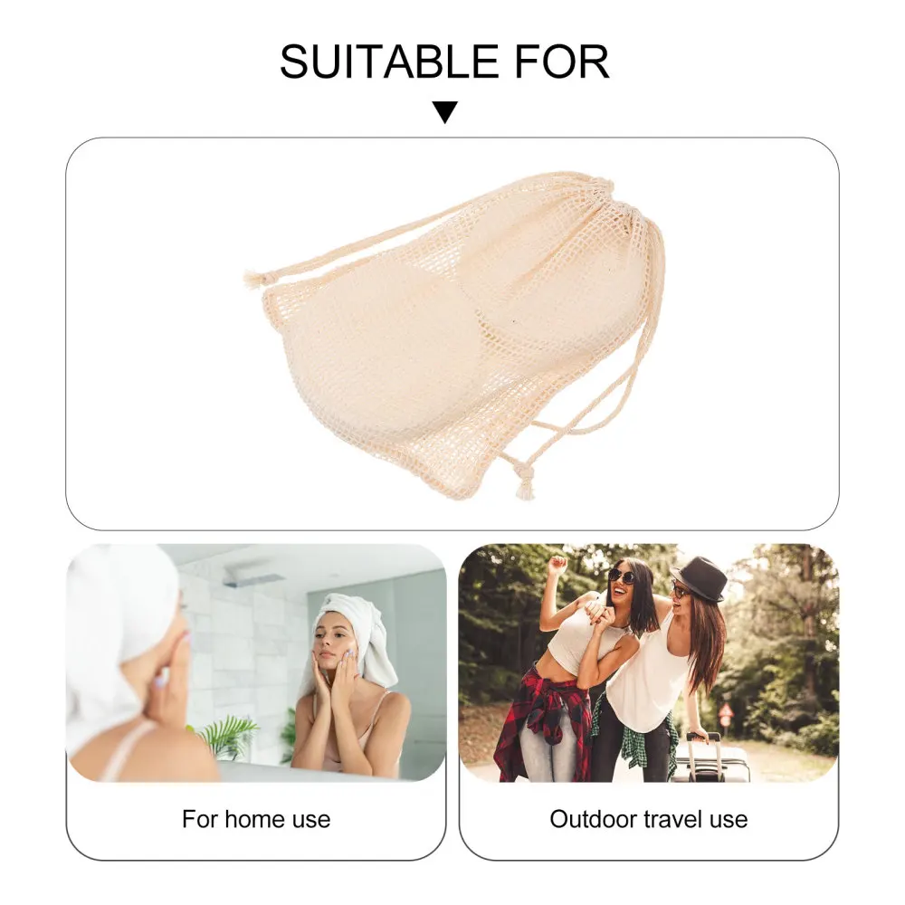 

16pcs Makeup Pads Powder Removal Pads Bamboo Fiber Cleaning Puffs with Mesh Bag