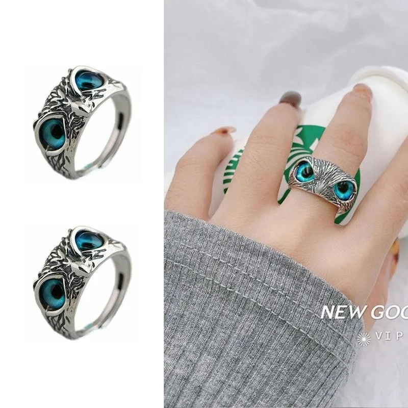 

2021 New 925 Sterling silver Retro Owl Ring Lady Owl Open Adjustable Ring For Men Women Girl Gift Party Jewelry Hot Sale
