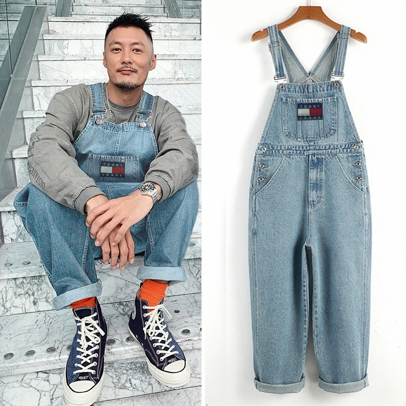 Европейская и американская мода брендовые подтяжки джинсовый комбинезон