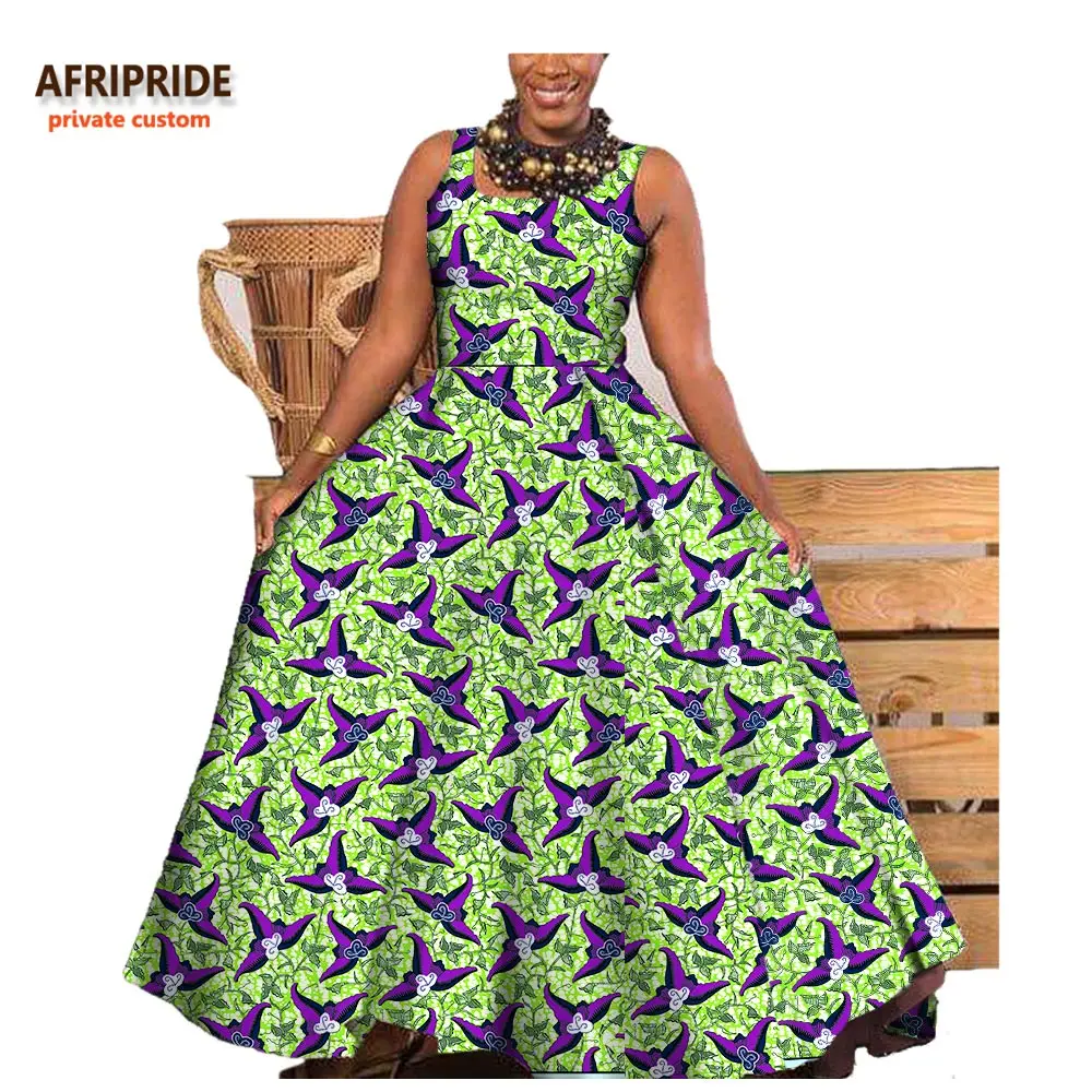 Afripride/модное платье в африканском стиле для женщин, сделанное на заказ, с принтом Анкары, без рукавов, длиной до щиколотки, вечерние, хлопковое платье A722575 - Цвет: 474J