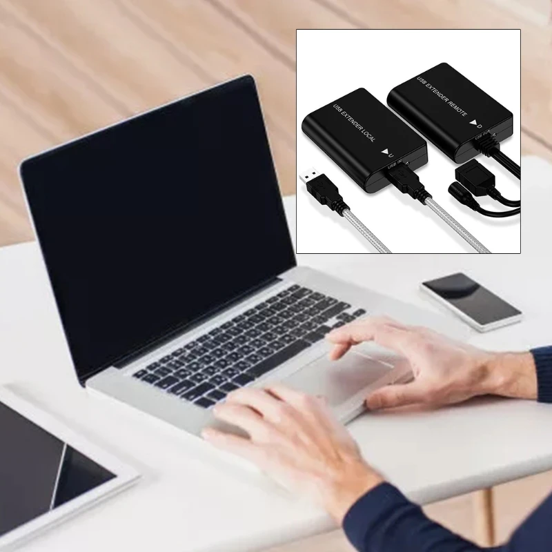 

USB Extender RJ45 with Power Supply Active USB Extension Cord to Ethernet Cat5e Cat6 Usb Hub 60M 1 Set QXNF
