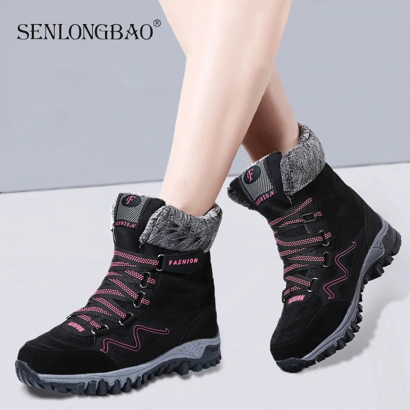 Зимние теплые плюшевые женские ботинки Новое поступление модные замшевые