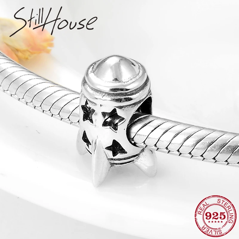 Женские серебряные бусины-подвески в виде ракеты подходят для оригинального