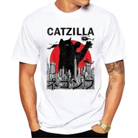 fpace fashion catzilla men t shirt cat kitten lover printed tshirts short sleeve casual tee japanese vintage sunset tops