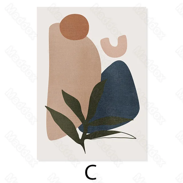 

Frameless Printing Canvas Painting Colorful Abstract Geometric Figures Composed of Stone and Green Leaf Decoration Poster