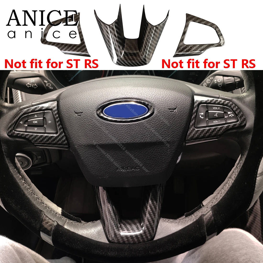 3 шт. чехол на руль из углеродного волокна подходит для ford Focus Escape Kuga not For RS