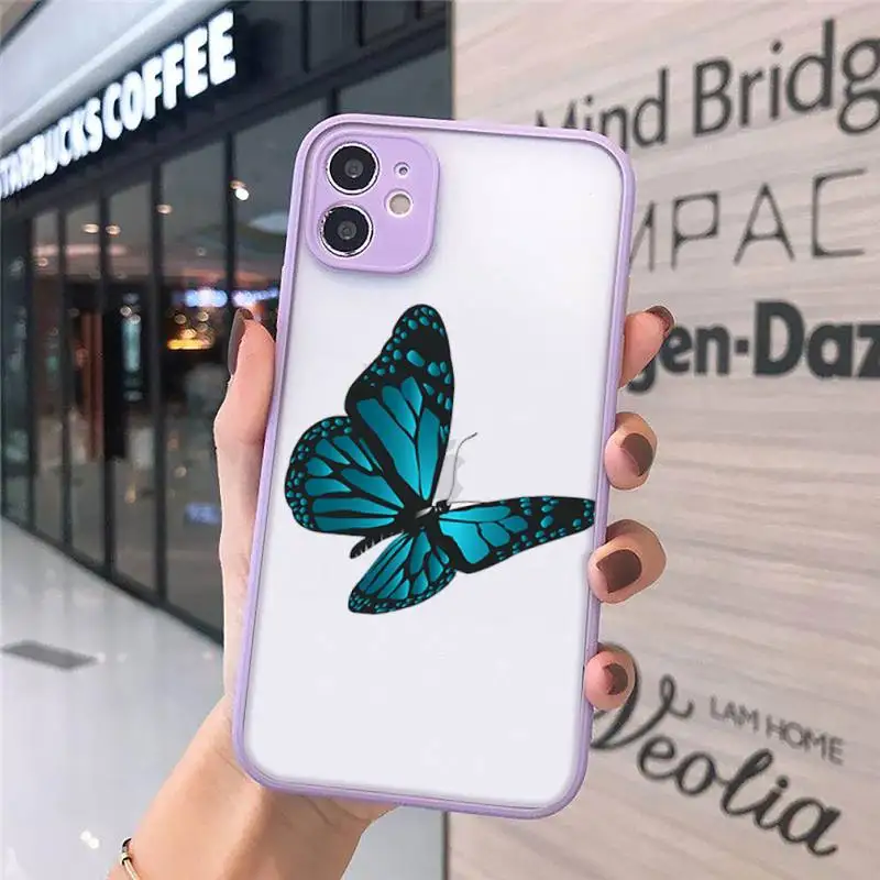 

butterfly Phone Case Matte For iPhone 12 Mini 11 Pro XR XS Max 7 8 Plus X Hard PC Back Cover