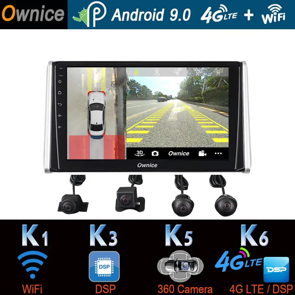 360 ° камера Android 9,0 8 ядерный 4G+ 64G SPDIF DSP CarPlay Автомобильный мультимедийный плеер gps навигация радиоприемник для Toyota RAV4