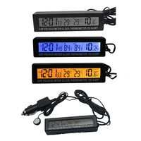 3 in 1 12v car led clock thermometer voltmeter indoor outdoor temperature voltage measuring alarm digital monitor tool