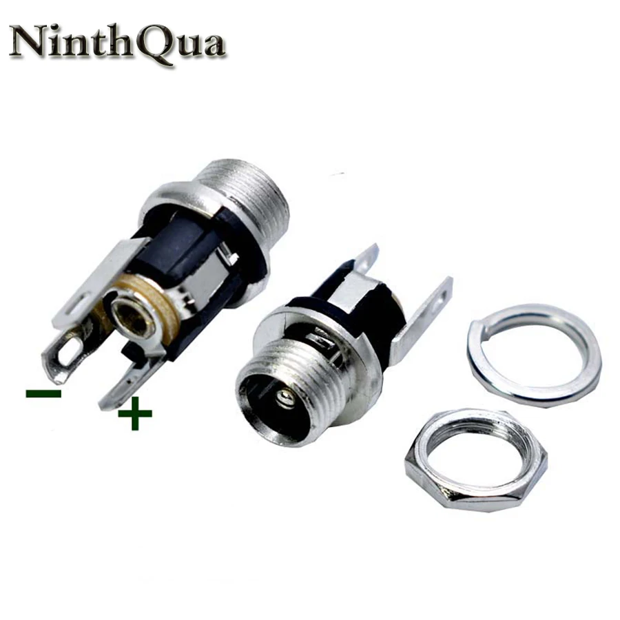 Разъем постоянного тока NinthQua 2 шт. DC025M 5 5*2 1/2 мм с гайкой x2 1/5x2 разъем питания гнездо