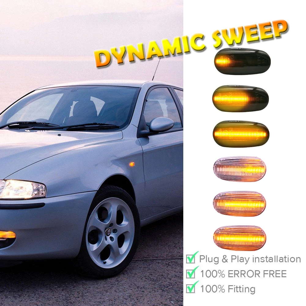 

2Pcs Repeater Blinker LED Side Marker Lamp for Alfa Romeo 147 GT Typ 937 MiTo Typ 955 Fiat Bravo MK2 198 Car Turn Signal Light