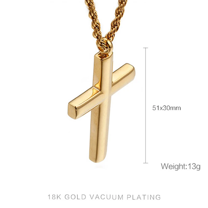 Модное ожерелье с подвеской-крестом золотого и серебряного цвета для мужчин