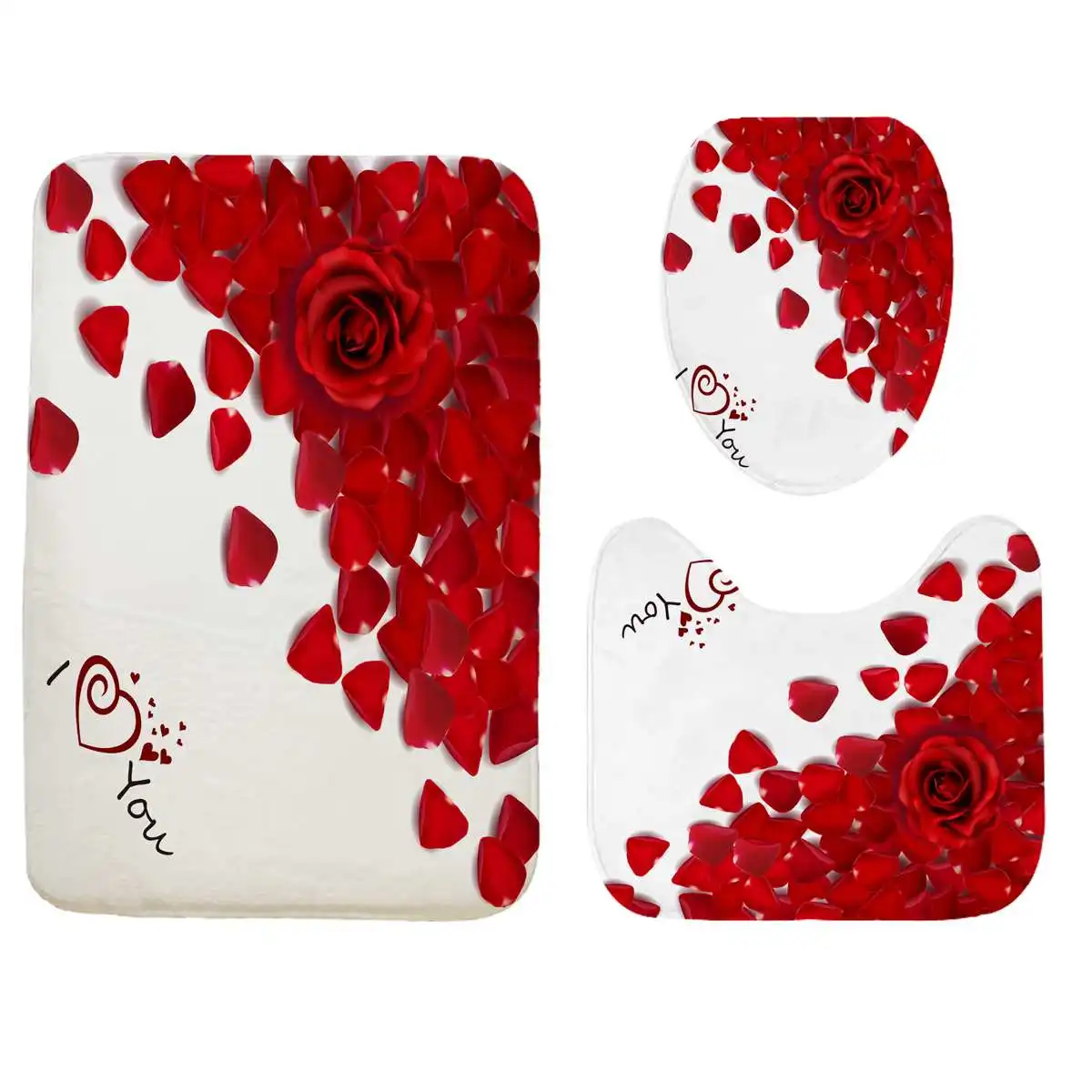 Подарок на день Святого Валентина нескользящий коврик с лепестками розы для