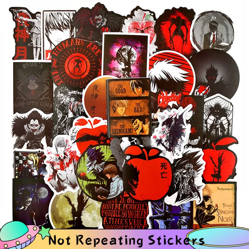 10/50pcs/pack Cartoon Thriller Anime DEATH NOTE Waterproof Stickers For DIY Refrigerator Skateboard Luggage Computer Scrapbook