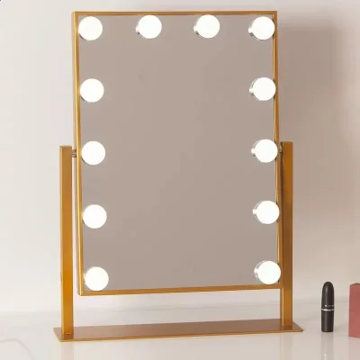 Vanity Tabletops Lighted Makeup Mirror With 9 LED Bulb Lights Touch Stage Screen Beauty Adjustable Cosmetic Tool |