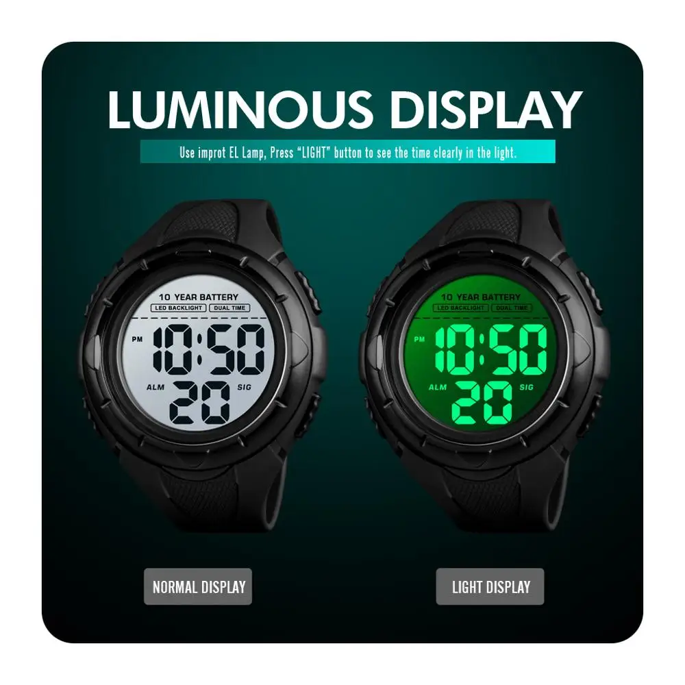 

SKMEI 10 Year Battery Series Digital Watch For Men 51mm Luminous Sport 5Bar Waterproof Mens Watches 2020 Modern Reloj Mujer 1563