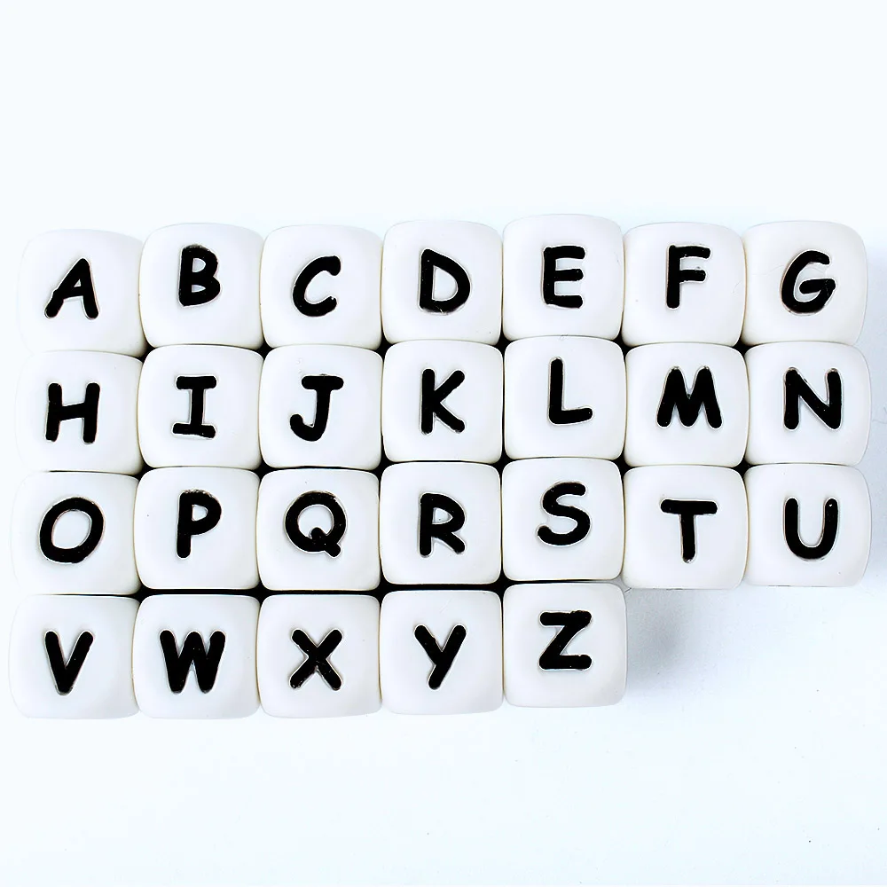 

26pcs 12MM Silicone Letters Beads Baby Teething Teethers English Alphabet Letter Beads BPA Free Baby Shower Gifts