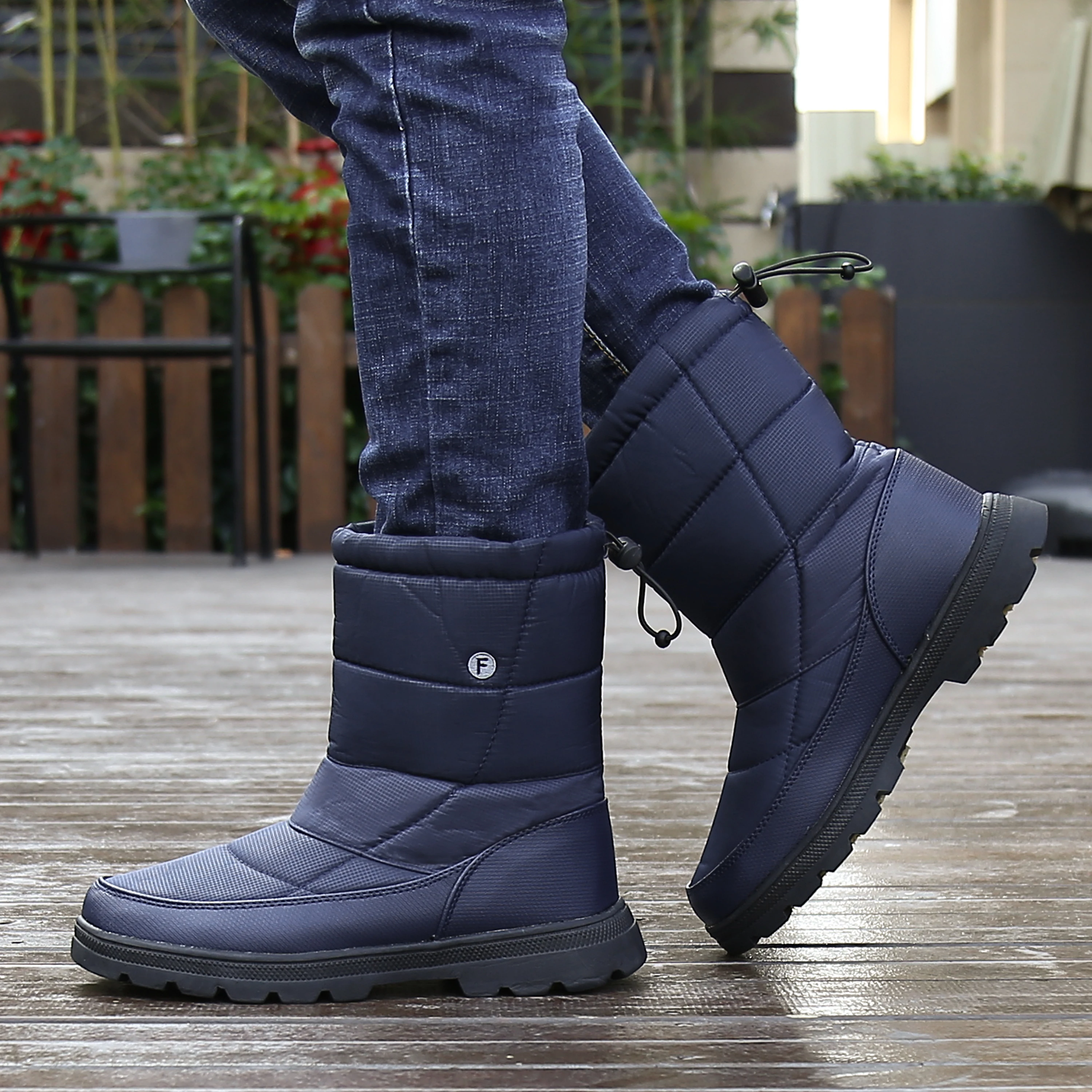 Зимняя мужская обувь теплые плюшевые зимние ботинки Мужская водонепроницаемая